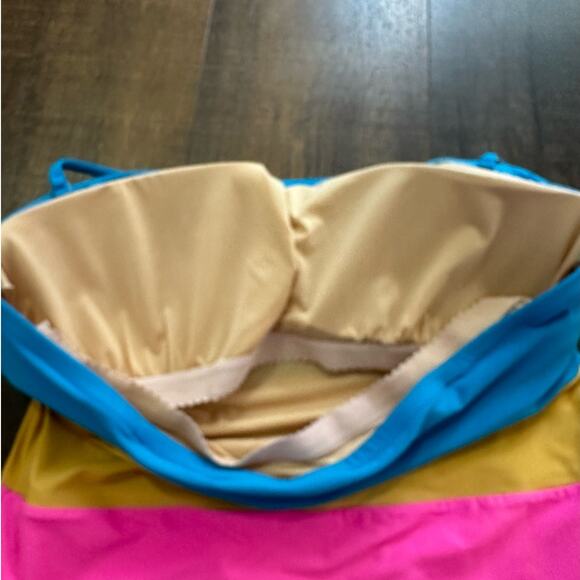 J.Crew Bandeau One-Piece in Colorblock Swimsuit Size 12 - Picture 6 of 9